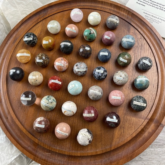 Solitaire Wooden Game Solid Semi-Precious Gemstone Authentic Models - Picture 1 of 16